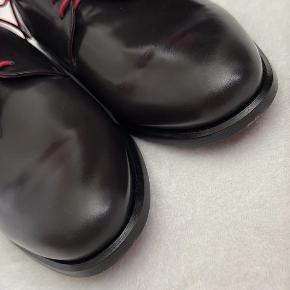 Sam Surin | Bespoke Black Leather Oxfords Red Laces Custom DF Monogram (9.5)